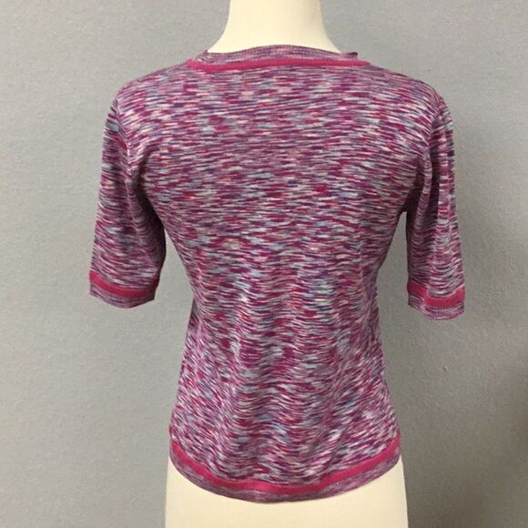 Bella Valentina Silk Sweater Top Pink Blue Size 38 Small - Picture 3 of 5